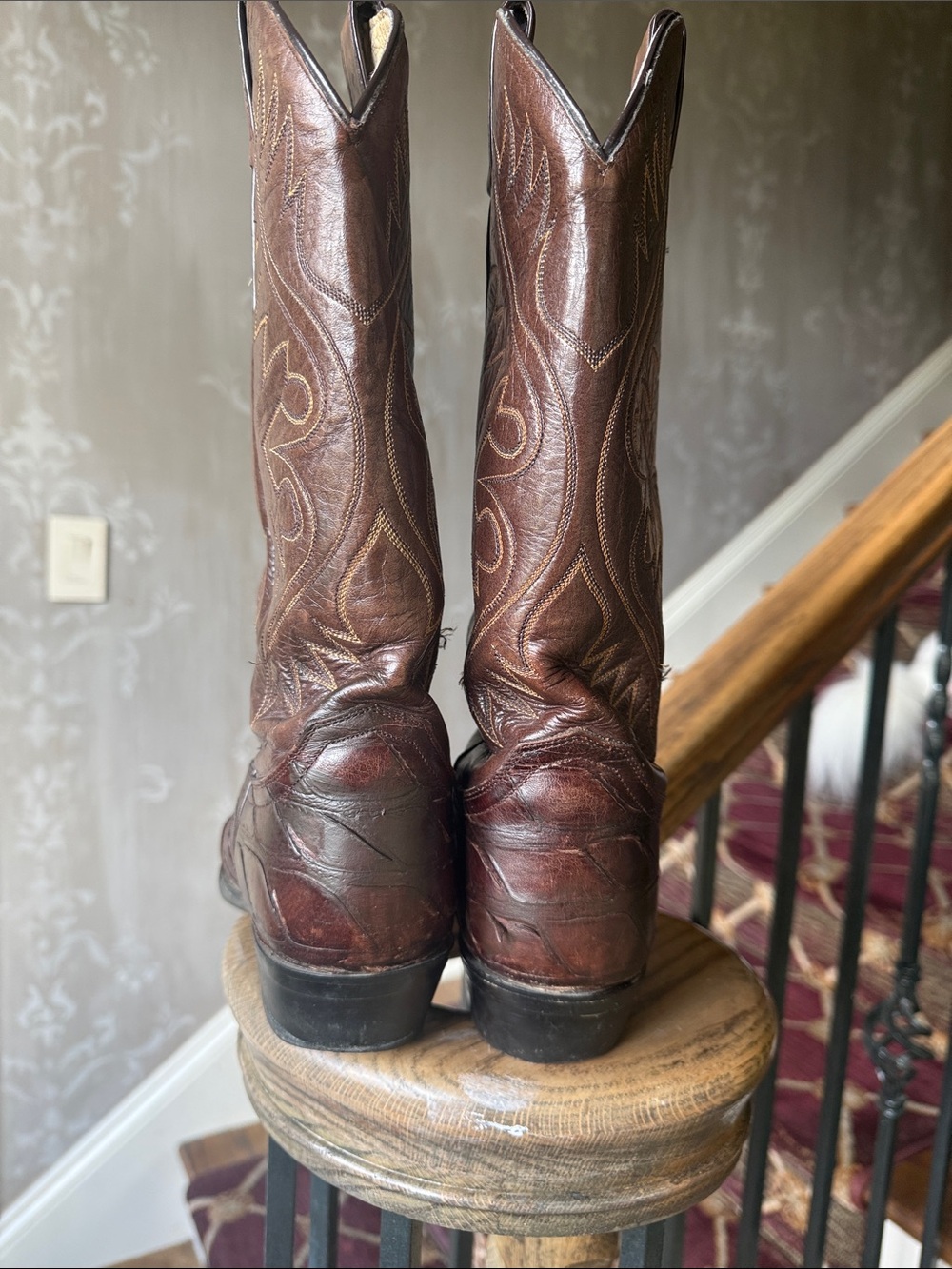 JUSTIN men’s exotic skin cowboy boots size 9, preowned good condition - Picture 3 of 10